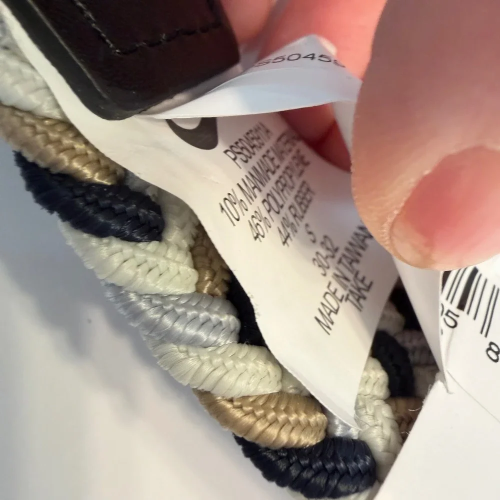 Nike Mens Woven Stretch Belt Braided Navy Khaki Grey Small 30-32 NEW Goof Sporty